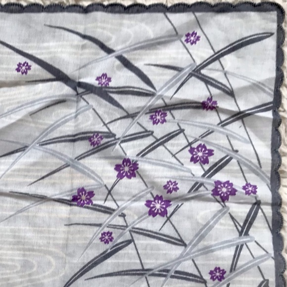 Jean D’orly Paris Purple Flowers Handkerchief - Picture 7 of 9